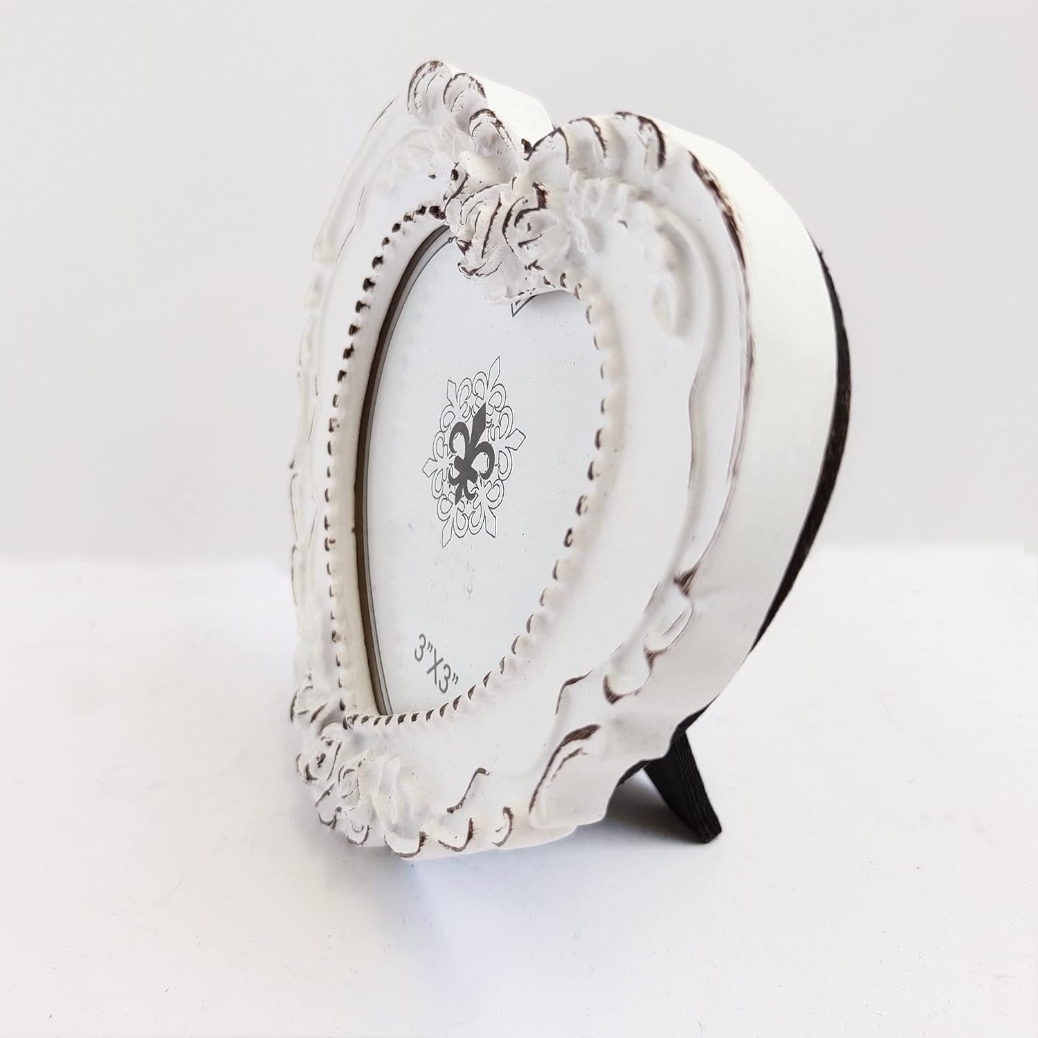 Resin Picture Frame 3×3 Heart and Wood Frame Creativity Design,3×3 Photo frames White.