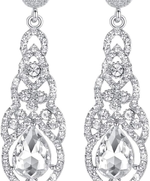 mecresh Women's Alloy Teardrop Crystal Chandelier Dangle Earrings
