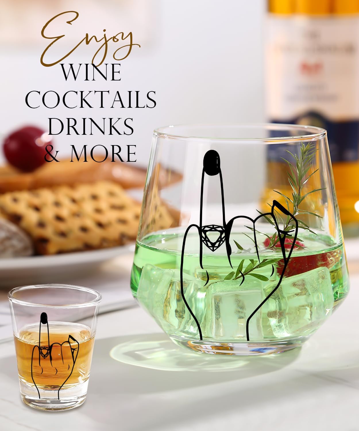 Wedding Gift for Couples – Unique Engagement Gifts for Couples,Unique Bridal Shower Gifts,Bride and Groom Shot Glasses,Wine&Whiskey Glass for Mr and Mrs,Newlywed,Christmas,His and Hers Gift