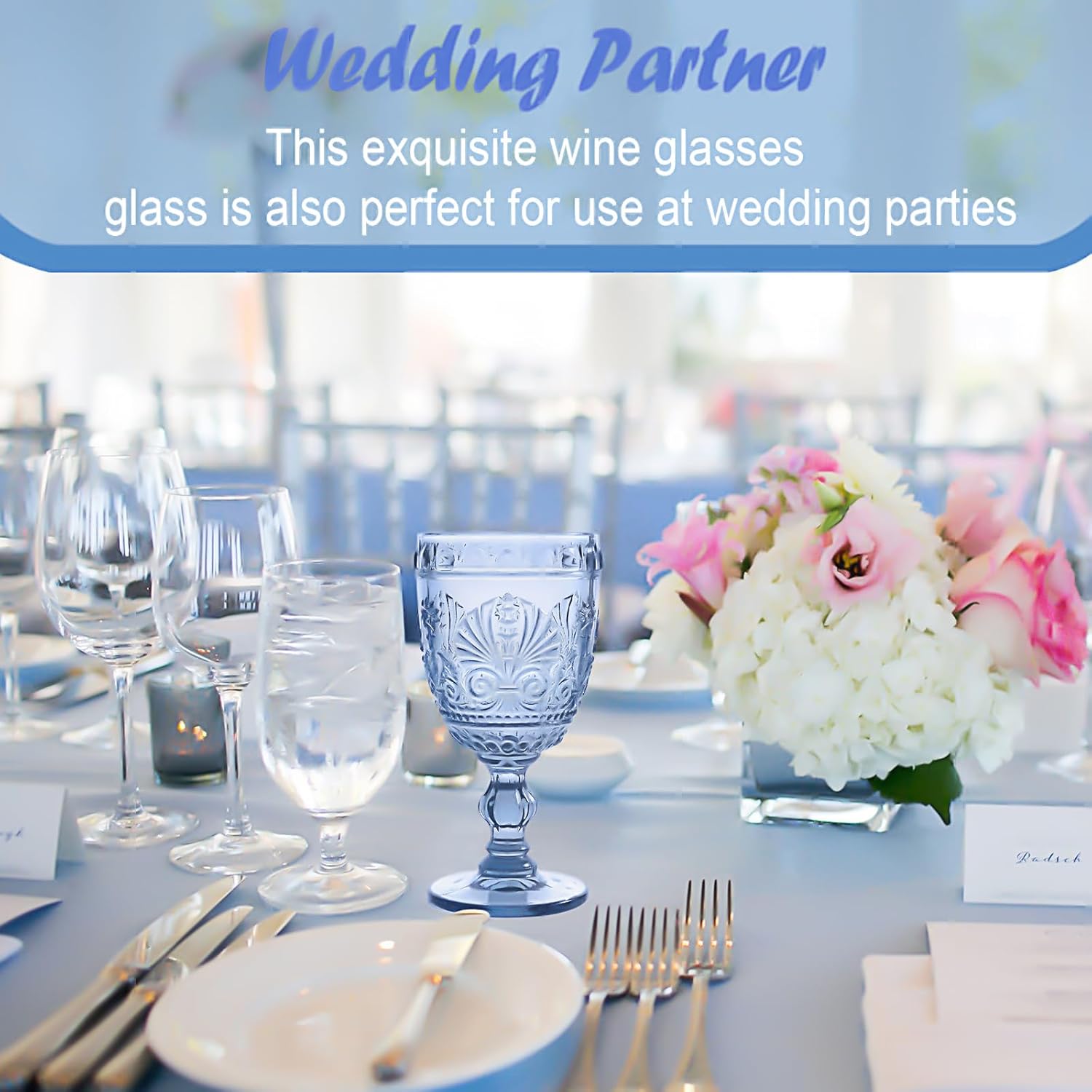 1 Pcs Blue Wine Glasses,Goblet Glasses,Vintage Glassware,Made of Sturdy and Durable Glass Can be Used for Weddings, Everyday Fun Parties and More!