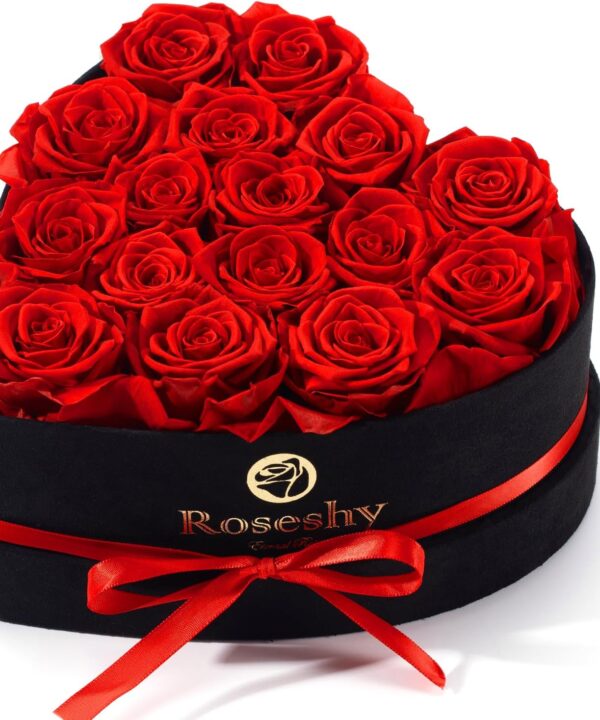 Valentines Day Flowers Roses Gifts for Her,16pcs Red Forever Preserved Roses in Heart Shape Gift Box,Valentines Day Delivery Prime Gifts-Roses Gifts for Women,Mom.