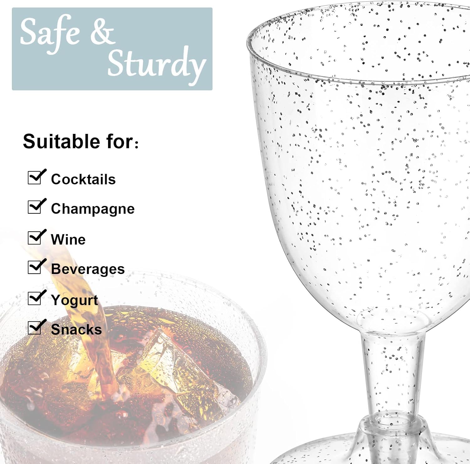 50 Pack Disposable Plastic Wine Glasses 5.7 oz Clear Plastic Wine Glasses for Parties Clear Goblets Cocktail Cups with Stem for Weddings Birthday Picnics Parties