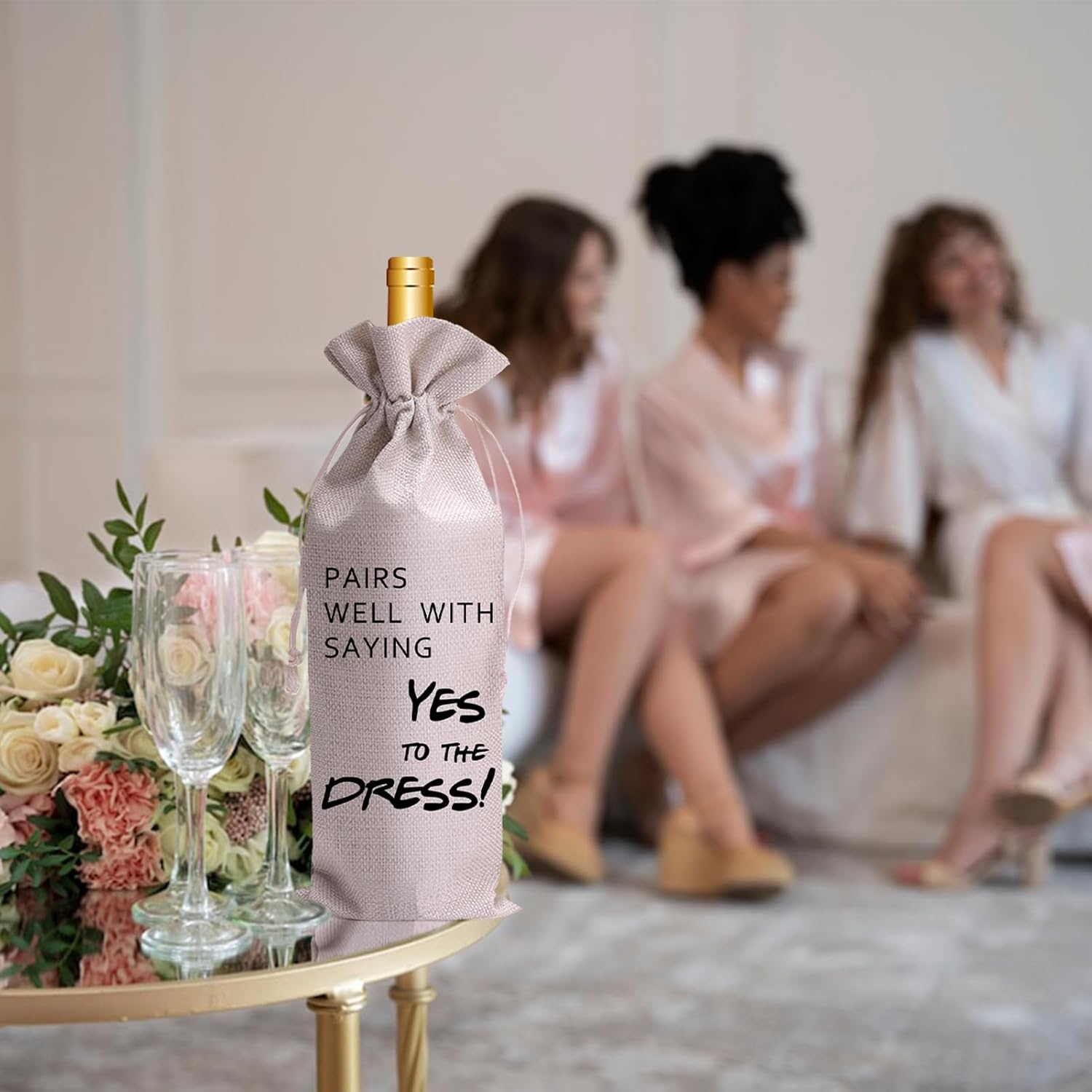 Pairs Well With Saying Yes To The Dress Mr and Mrs Wedding Gift Engagement Gift Bag For bride/him/her Newly Engaged Gift Wine Tote