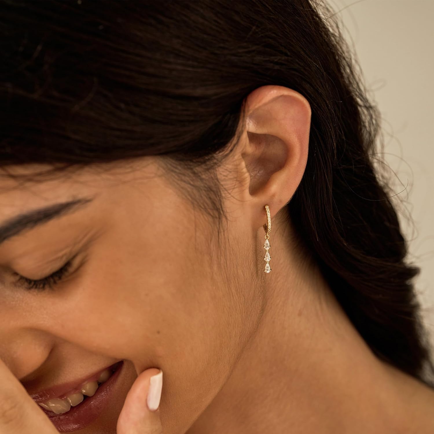 Gold/Silver Hoop Earrings for Women,Dainty 14k Gold/Silver Plated Small CZ Diamond Dangle Drop Earrings for Women Trendy Lightweight Jewelry Set