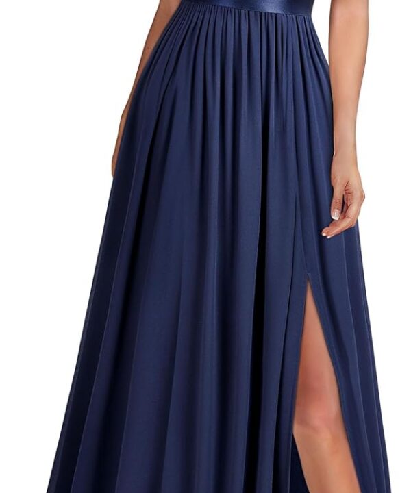 Miusol Women's Elegant Sequin Lace Contrast Chiffon Split Style Evening Party Maxi Dress