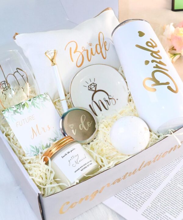 Bride To Be Gifts Box, Bridal Shower Bachelorette Gifts Basket for Bride, Engagement Gift for Her, Newly Engaged Wedding Fiancee Gifts for Women, Bachelorette Party Favors for Future Mrs