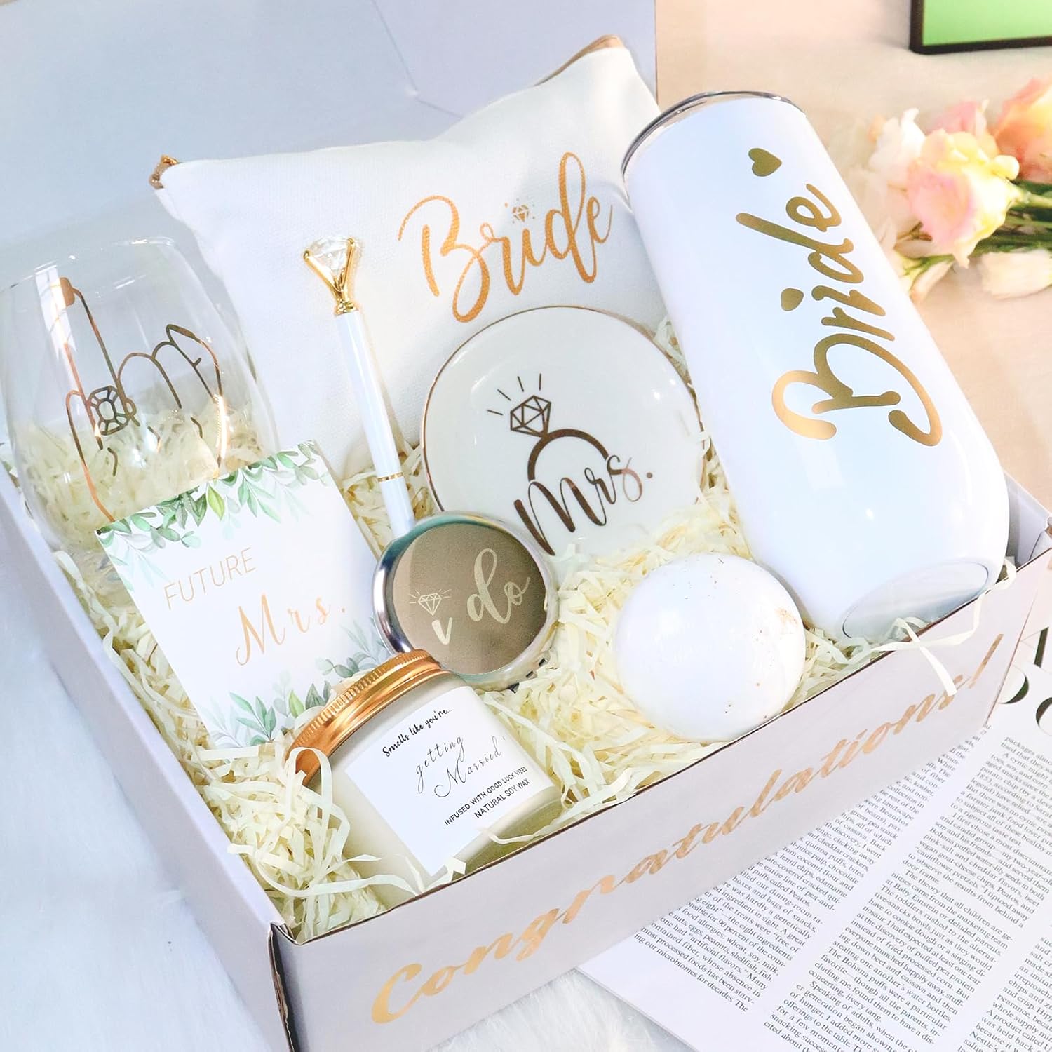 Bride To Be Gifts Box, Bridal Shower Bachelorette Gifts Basket for Bride, Engagement Gift for Her, Newly Engaged Wedding Fiancee Gifts for Women, Bachelorette Party Favors for Future Mrs