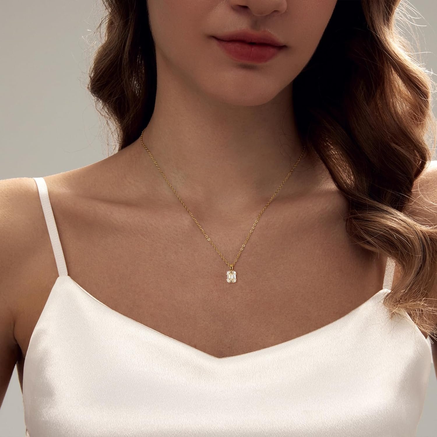 Luxval Diamond Pendant Gold Necklace for WomenDainty 18k Gold Plated Choker Necklaces Simple Gold Jewelry Gifts for Women Girls