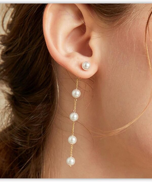 Pearl Earrings for Women, Gold Pearl Drop Earrings Dainty Silver Dangle Earring for Wedding, Bow Stud Jewelry as Christmas Gifts Statement Silver Hoop Bride Earring as Boho Prom Accessories