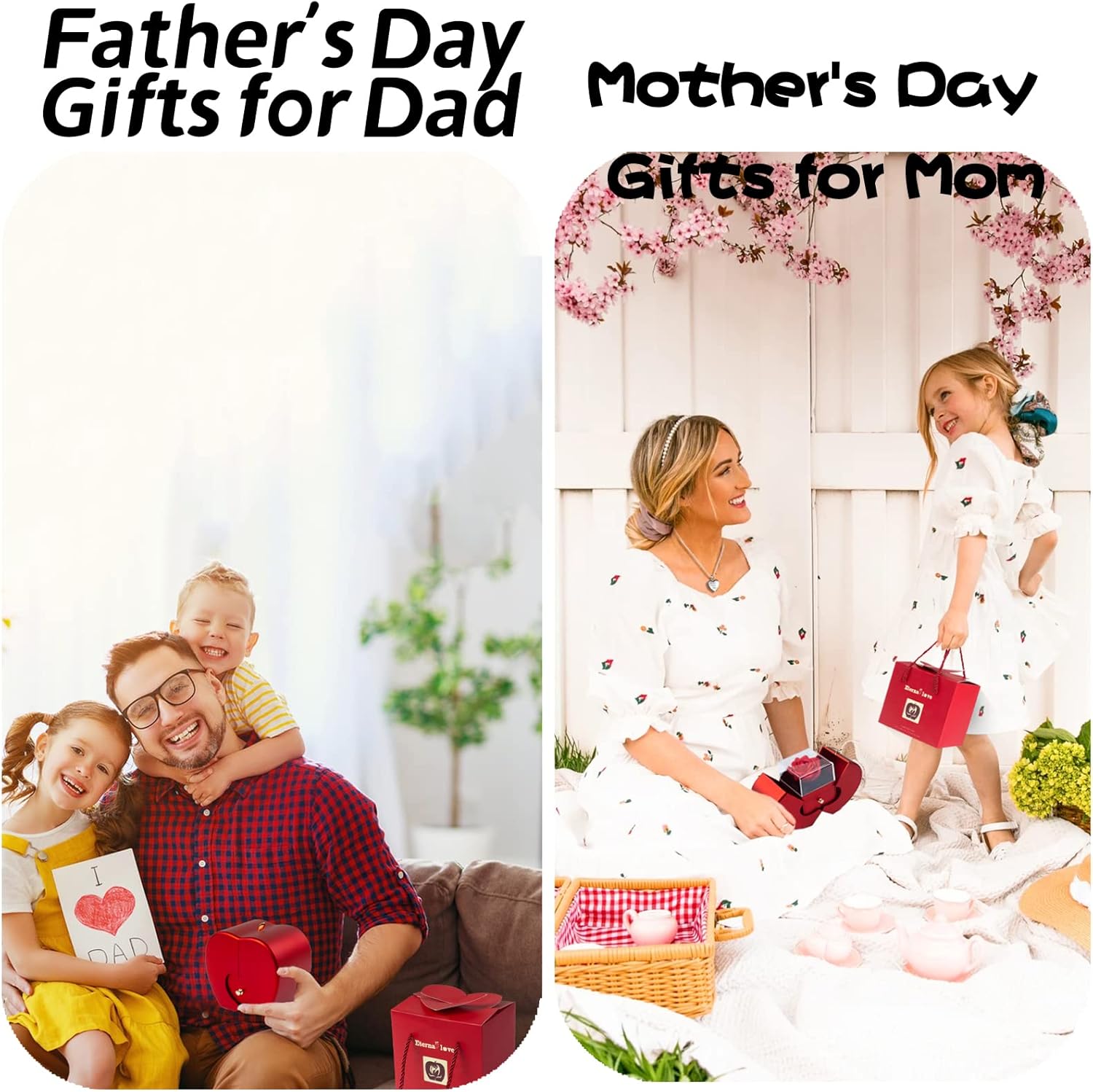 Forever Red Roses Heart Box to My Love Cherish These Preserved Roses with Custom Photo Necklace Eternal Flowers for Her Girlfriend Wife Mom Grandma