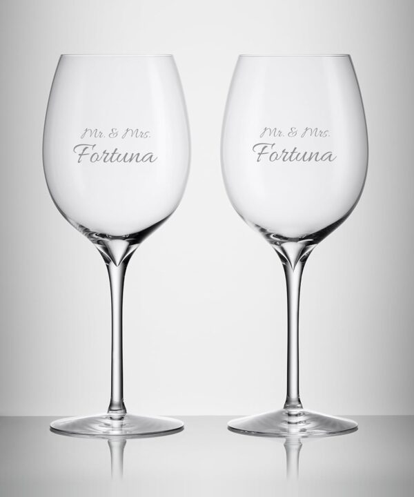 Waterford Personalized Elegance Pinot Grigio Wine Glasses, Set of 2 Custom Engraved 17.2oz Crystal White Wine Glasses for Viognier, Chablis, Albarino, Gifts for Wine Lovers