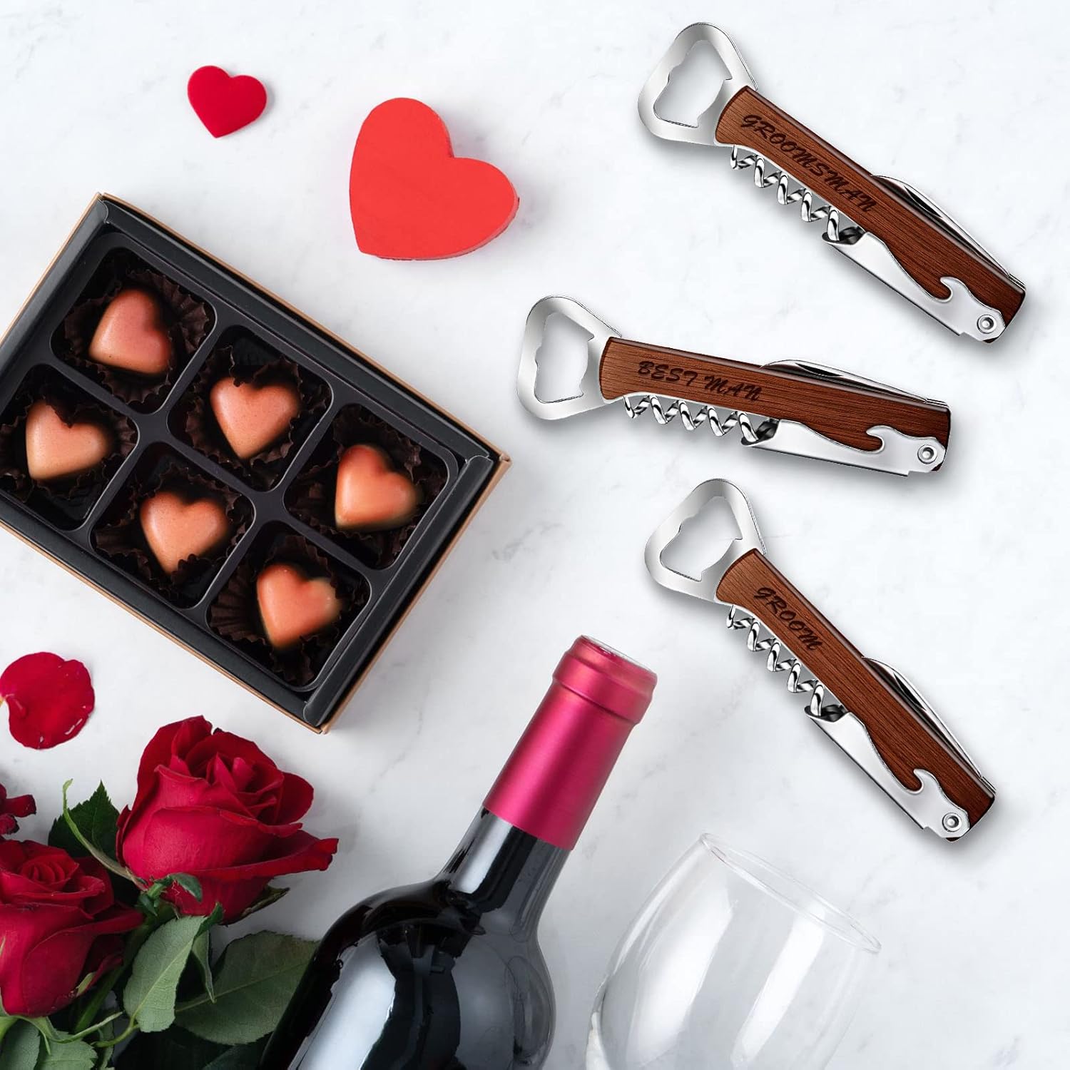 Set of 8 Groomsmen Bottle Opener Corkscrew Wine Opener and 4 in 1 Multi Tool Groomsmen Gifts Best Man Gift for Proposal Bachelor Party Weddings