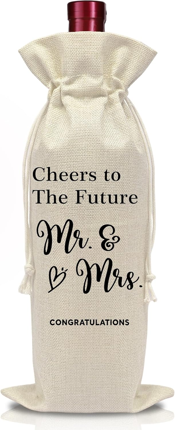 Engagement Wine Bottle Bag - Wedding Shower Gifts Wine Bag - Cheers to The Future - Mr and Mrs Marriage Gifts for Your Lover - Wedding Planning & Bridal Shower Decorations-A01