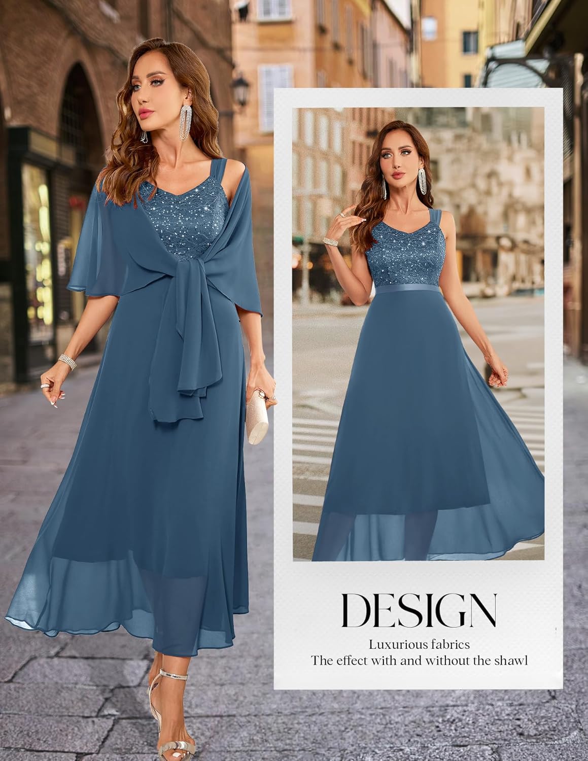 BeryLove Formal Wedding Guest Sequin Cocktail Evening Mother of The Bride Dress