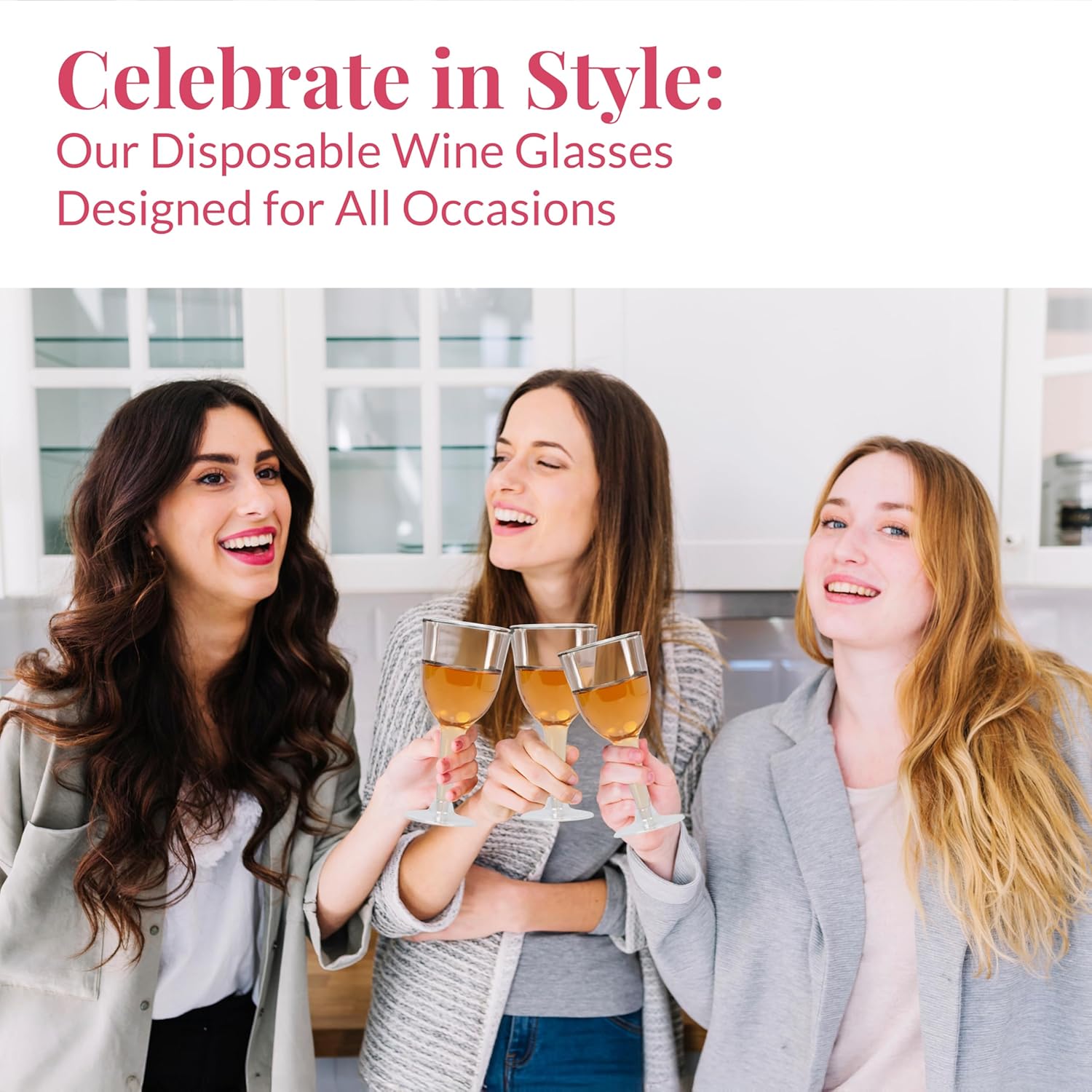 Prestee Stemmed Disposable Wine Glasses – 10 oz Clear Plastic Wine Glasses BPA-Free – Easy Assembly for Parties Weddings Picnics – Durable and Sturdy Wine Plastic Cups – 48 Pack