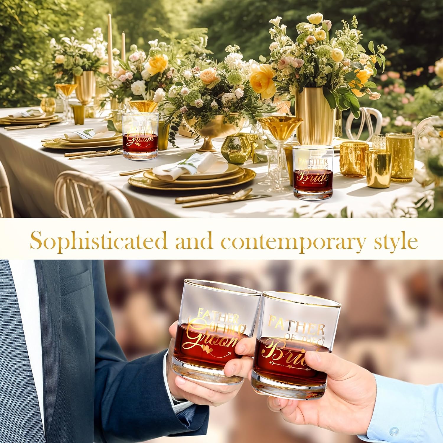 2 Pcs Father of the Bride and Groom 10 oz Whiskey Glass Father in Law Wedding Gift Wedding Proposal Engagement Gift for Father Dad