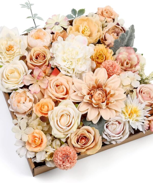 Serra Flora Artificial Flowers Rose 32pcs Silk Mix Peony Daisy Hydrangea Fake Flowers for DIY Wedding Bouquets Combo Centerpieces Arrangements Party Bridal Baby Shower Home Decorations
