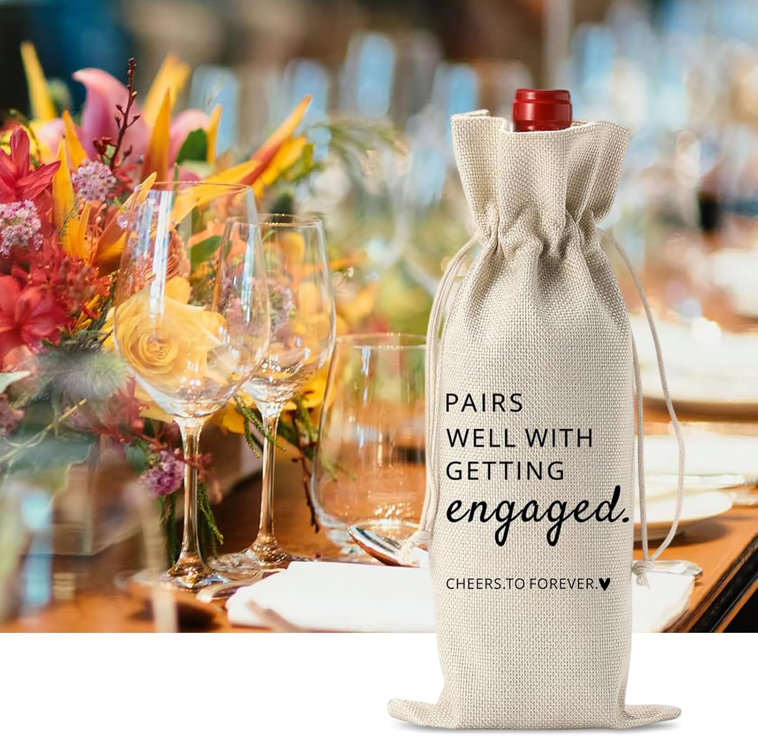 2Pcs Wine Champagne Bag Engaged Gifts, Engagement Gifts for Couples, Wedding Gift for Mr and Mrs, Engagement Gift – Pairs Well with Getting Engaged
