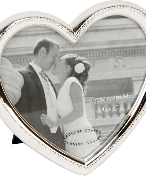 Silver Plated Heart Alloy Photo Frame 4 x 4