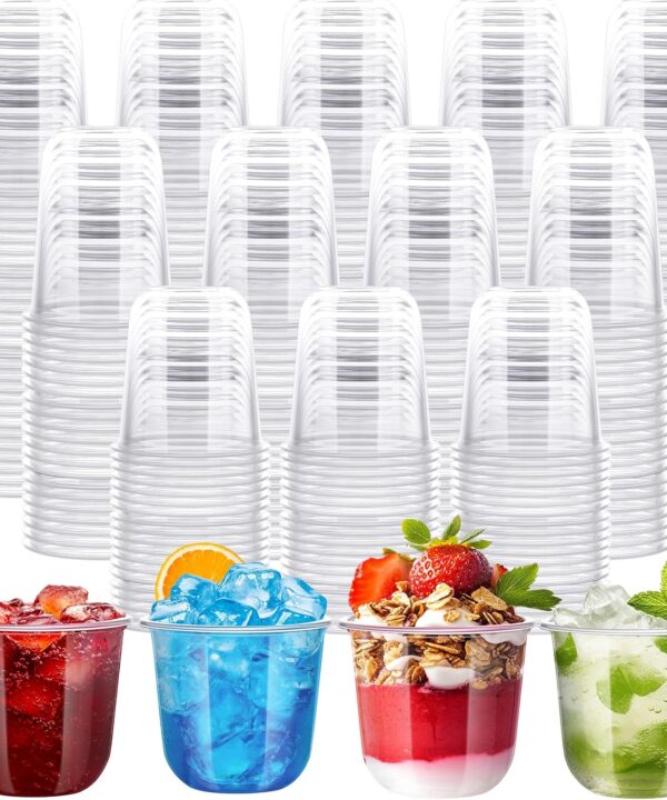 Disposable Stemless Clear Plastic Cups 12OZ NATURAL Arc Plant Based wine glasses For Parties Weddings Birthdays Cocktail BPA Free Recyclable Clear Cold Cups (Set of 300)