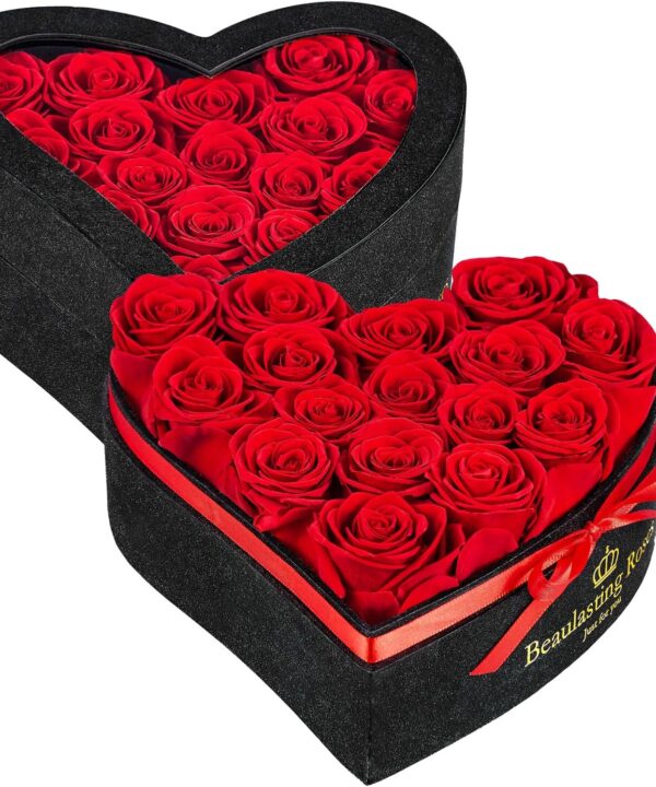 16 Preserved Roses in Heart Shape Box - Forever Flowers, Eternal Rose Birthday Gifts for Women, Valentine's Day, Mothers Day Red Roses Gift for Mom