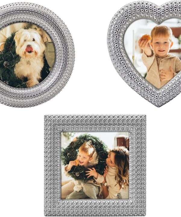 Classic Small Picture frame Set of 3 Cute Mini Photo Frame Set 2.5x2.5 inch for Tabletop Display Desk Picture Frame Perfect for Christams Home Decor Wedding Graduation Milestone Photos -