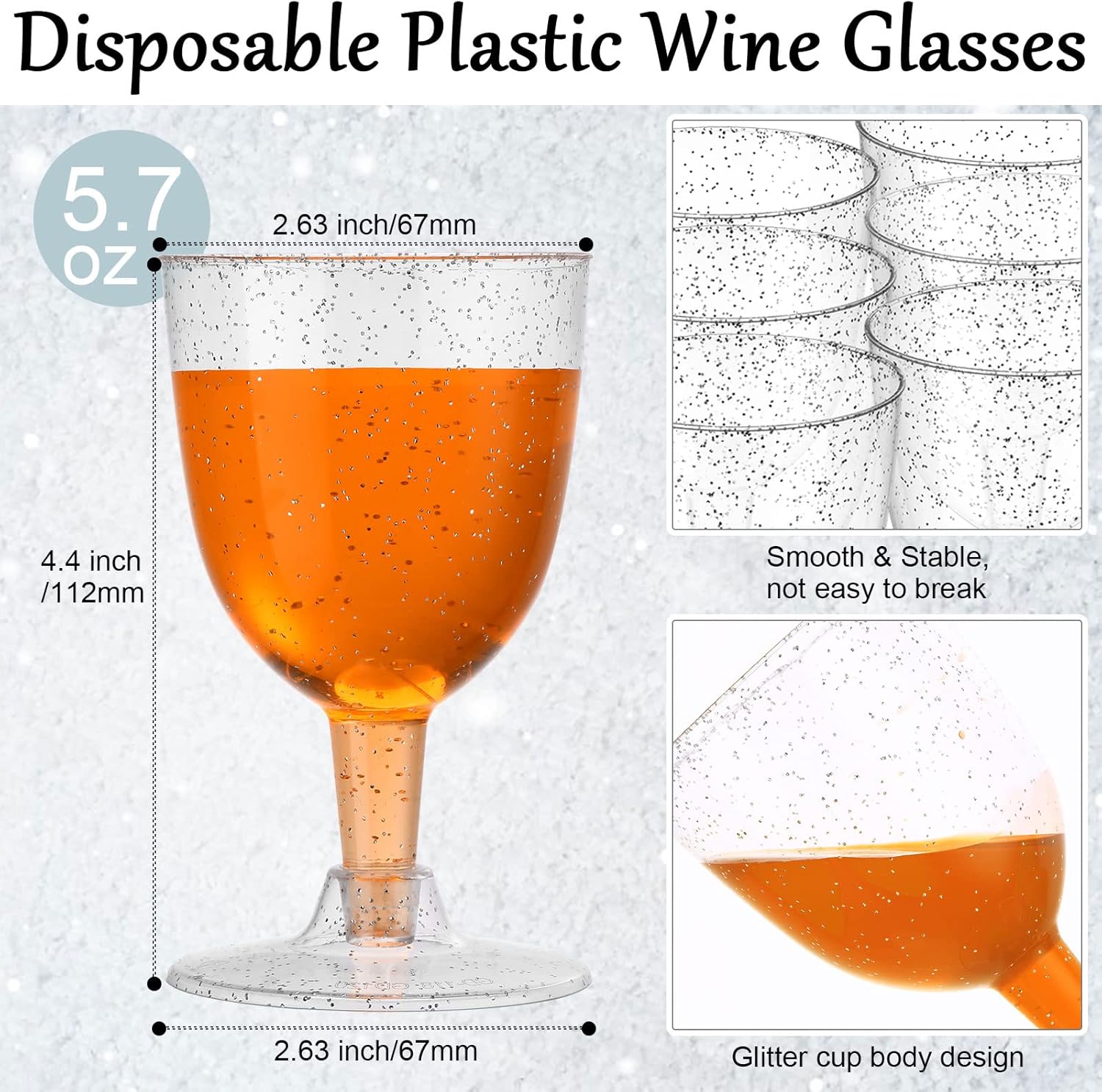 50 Pack Disposable Plastic Wine Glasses 5.7 oz Clear Plastic Wine Glasses for Parties Clear Goblets Cocktail Cups with Stem for Weddings Birthday Picnics Parties
