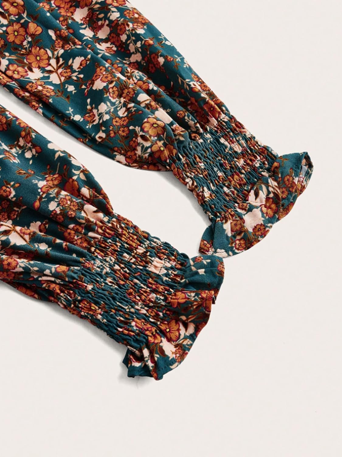 RWJ Women’s Plus Size Fall Dress Long Sleeve Square Neck Floral Print Smocked A Line Boho Flowy Maxi Dresses with Pockets