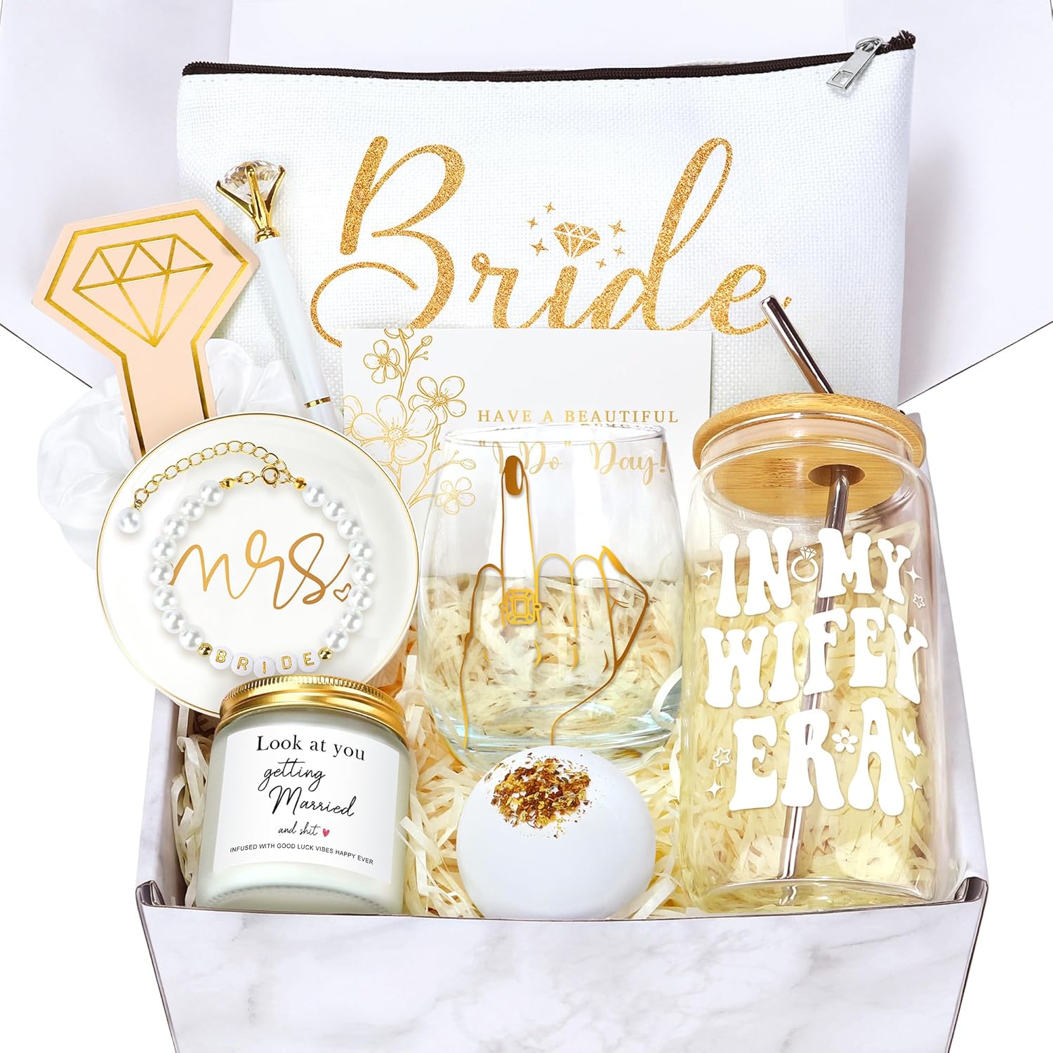 Bridal Shower Gifts for Bride To Be Gift Box Unique Bride Gift for Bachelorette Party Popular Bachelorette Gifts for Brides Just Married Engagement Wedding Presents Set for Women Her Wifey Future Mrs