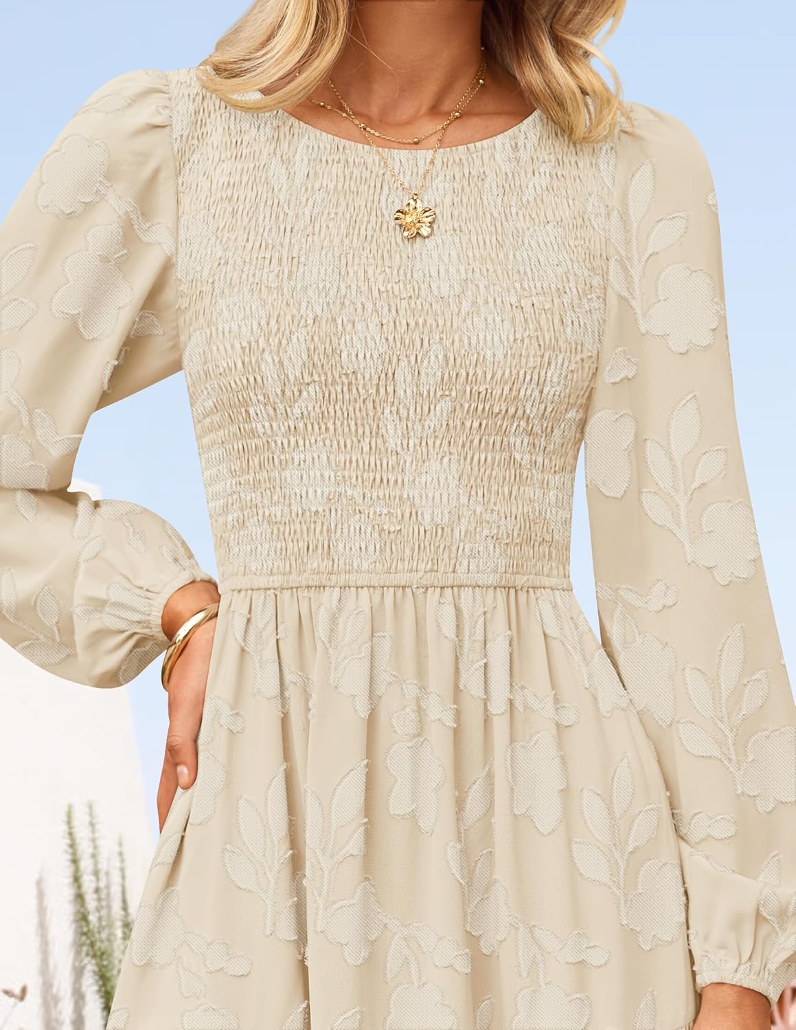 ZESICA Women’s Fall Boho Floral Midi Dress 2025 Casual Long Sleeve Crewneck Flowy Wedding Guest Long Dresses