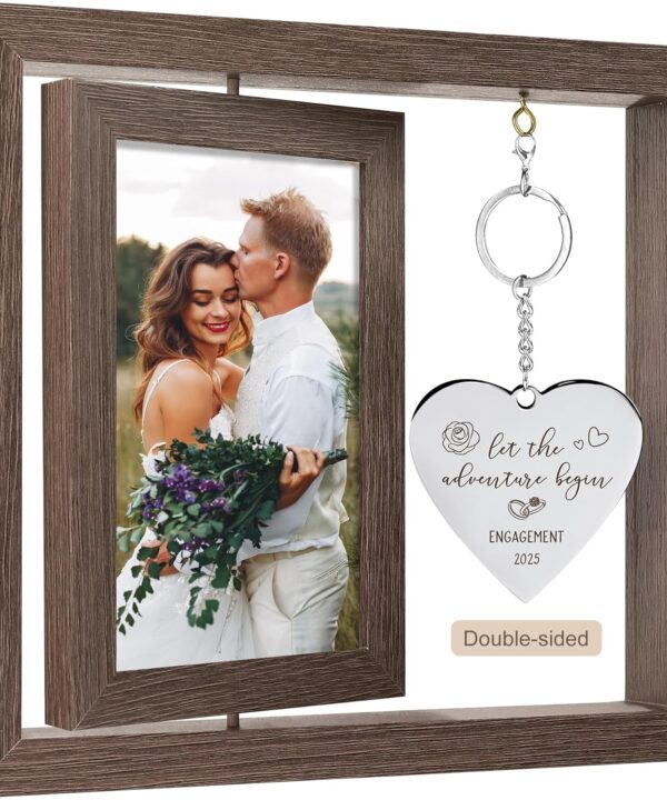 Engagement Gifts for Couples Gifts for Newly Engaged Couples Engagement Gift for Women Happy Engagement Party Gift Personalized Picture Frame Let The Adventure Begin Engaged Photo Frame