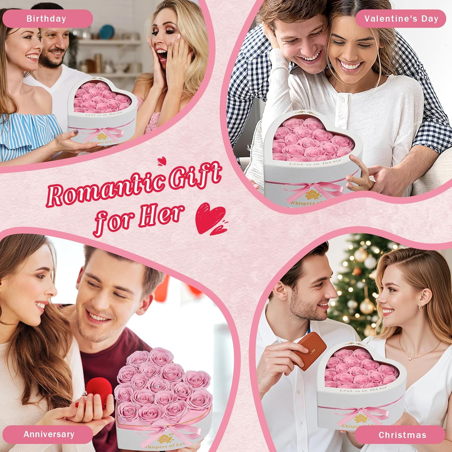 Luxury Preserved Roses – Forever Real Roses Flowers for Delivery in a White Box, Preserved Flowers Birthday Gifts for Women Mom Wife, Ideal for Anniversary (Pink 16 Roses, 16 Roses)