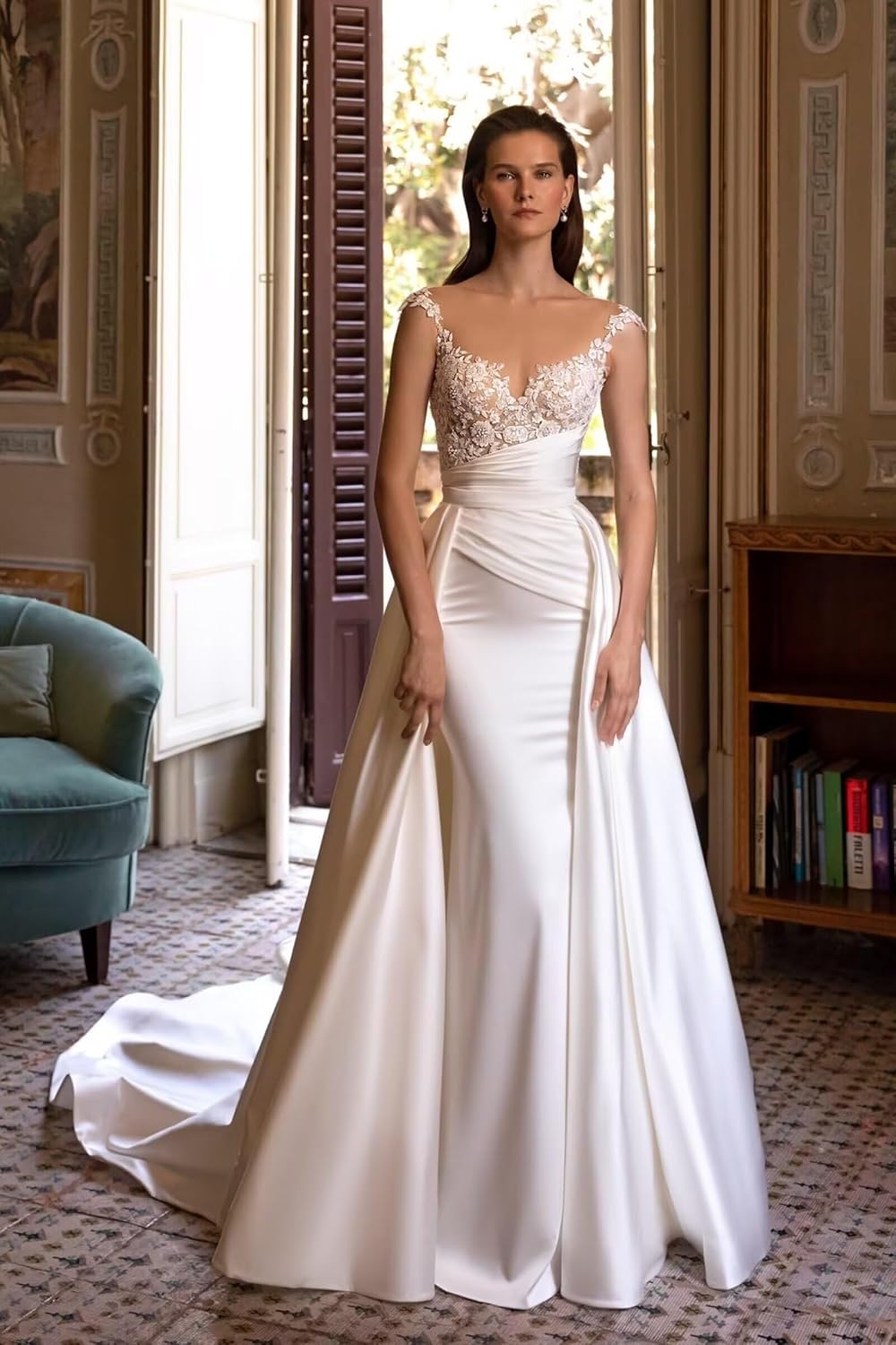 White Wedding Dresses for Bride Boho Lace Mermaid Sexy Beach Bridal Gowns for Bride with Long Train 2025