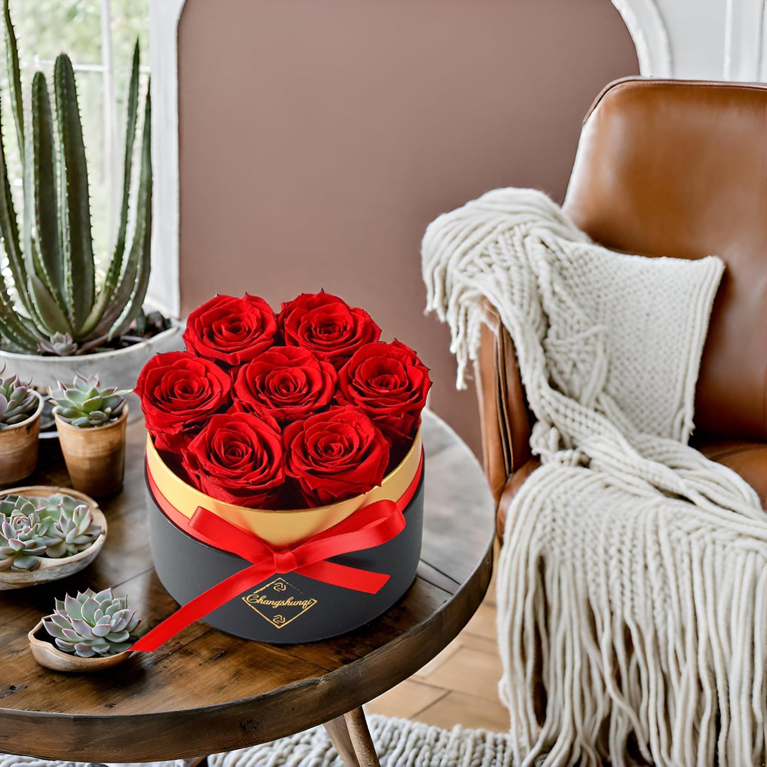 Forever Flowers Preserved Roses in a Box – 7 Preserved Flowers in a Box Last 2-3 Years, Rose Forever Birthday Flower Gifts for Women Her Wife Anniversary Mothers Rose Gift for Her