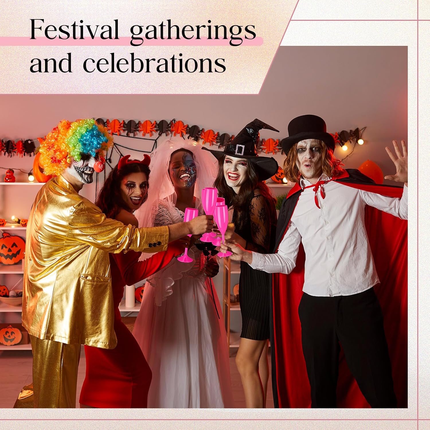 Maxcheck 24 Pcs Champagne Flutes Bulk Acrylic Toasting Drinking Flute Goblet Champagne Cups, 6 oz Plastic Wine Glasses for Wedding Bachelorette Bridal Shower Anniversary Birthday Party (Hot Pink)