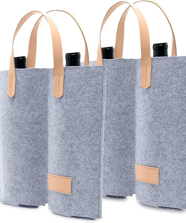 Daphilly Wine Bags, 2Pcs 2 Bottles Felt High Grade Wine Gift Bag for Birthday, Christmas,Baby Shower, Wedding, Graduation, Christmas and Thanksgiving