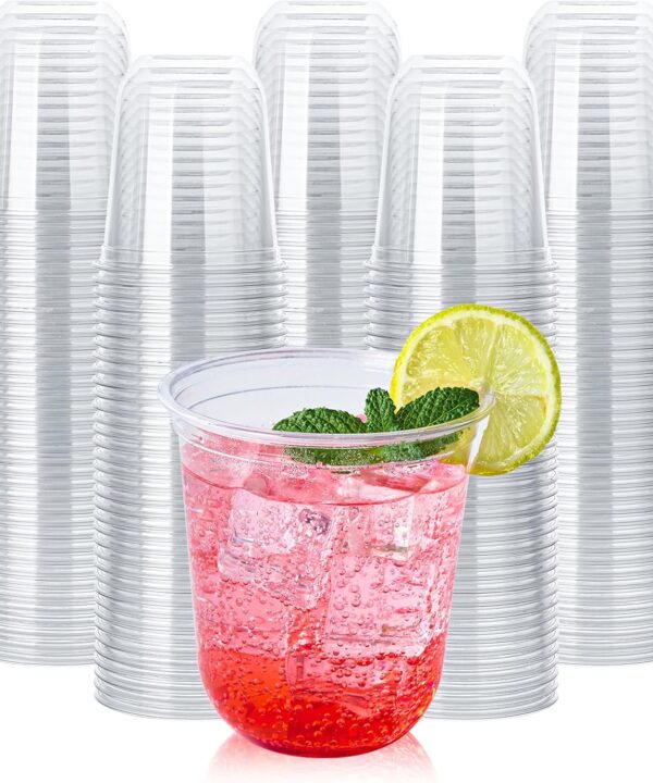 Vplus 12 oz Compostable Clear Plastic Cold Cups, 100 Pack Biodegradable Disposable Cups, BPA & PFAS Free, Plant-Based Plastic Cups for Juice, Wine, Parties, Weddings, and Everyday Use