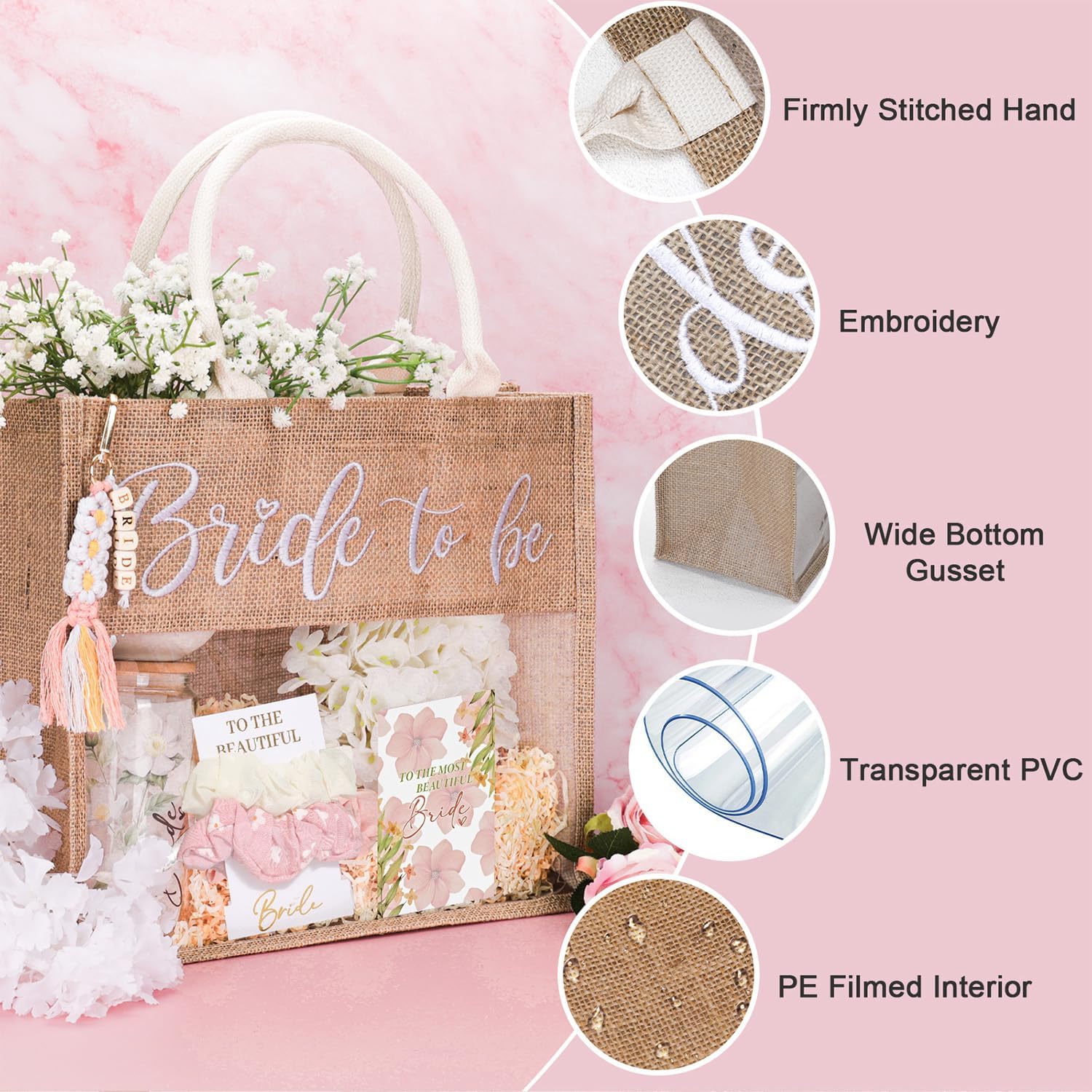 Bridal Shower Gifts for Bride to Be,Bachelorette Gifts Wedding Engagement Gift for Bride,Bridal Tote Bag Glass Cup Gift