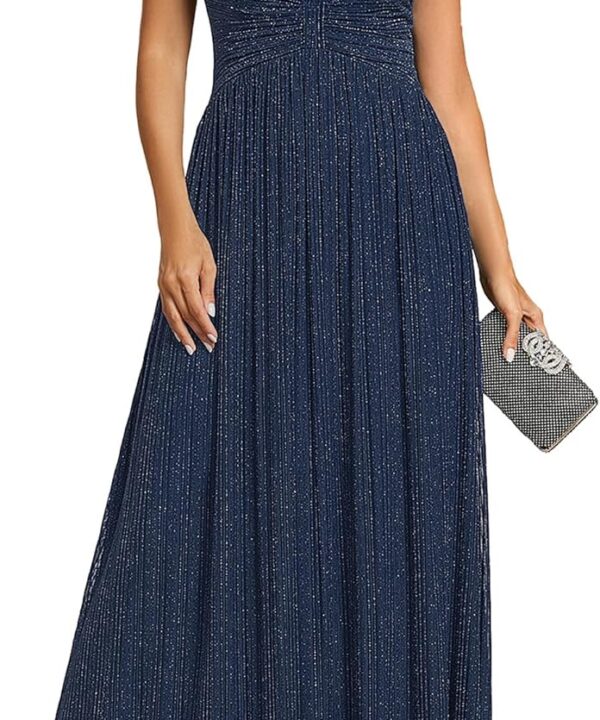 Ever-Pretty Women's Sexy Formal Wedding Guest Dresses Halter Sleeveless Pletaed Floor Length Glitter Evening Gowns