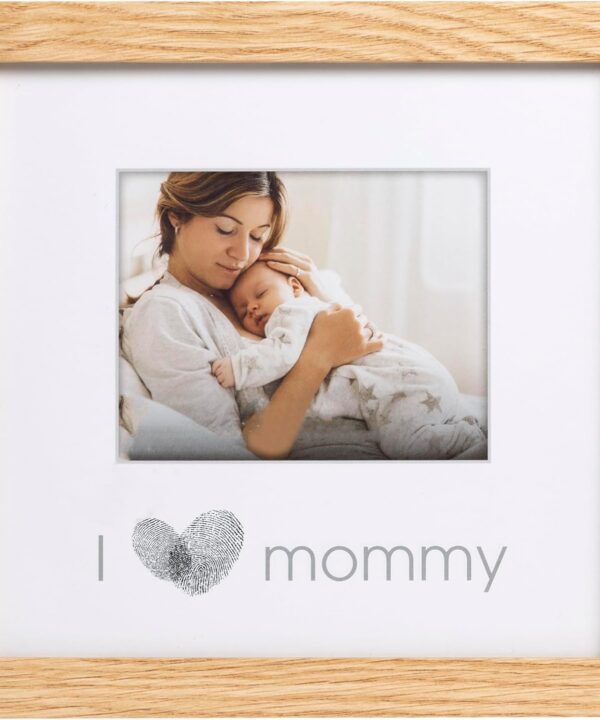 Kate & Milo I Love Mommy Thumbprint Photo Frame, Mother's Day Gift, Baby Shower and Nursery Decor, Mom and Newborn Print with Included Clean-Touch Ink Pad, Son or Daughter Keepsake Picture