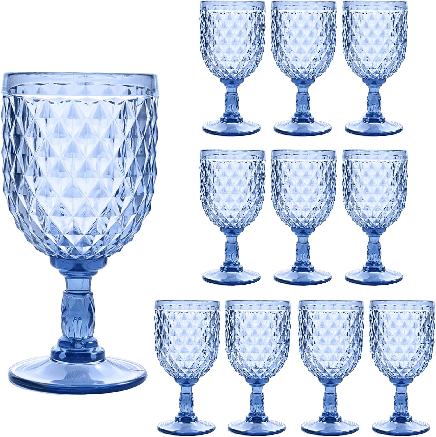 10 Pcs Blue Plastic Wine Glasses,Plastic Goblets for Parties, Sturdy and Durable Wine Glasses Can be Used for Weddings, Everyday Fun Parties and More!