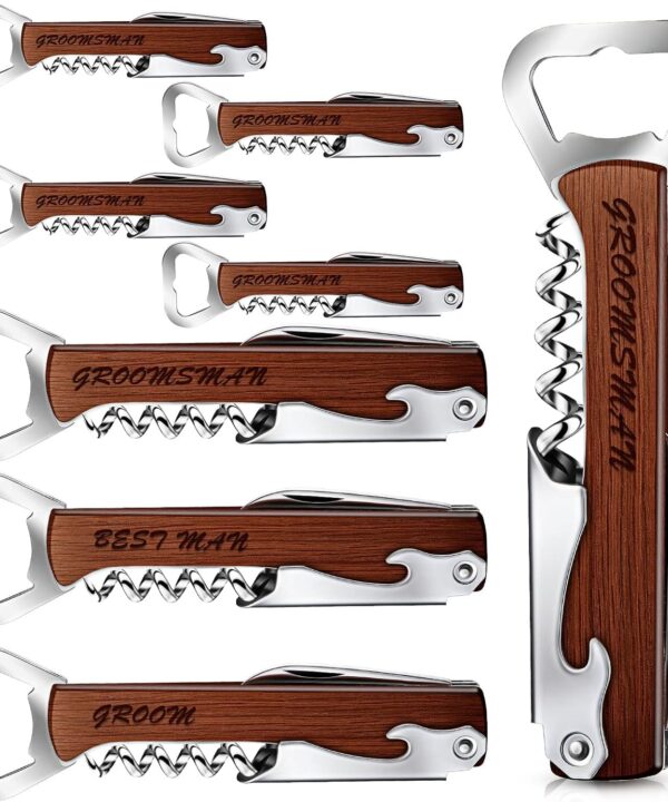 Set of 8 Groomsmen Bottle Opener Corkscrew Wine Opener and 4 in 1 Multi Tool Groomsmen Gifts Best Man Gift for Proposal Bachelor Party Weddings