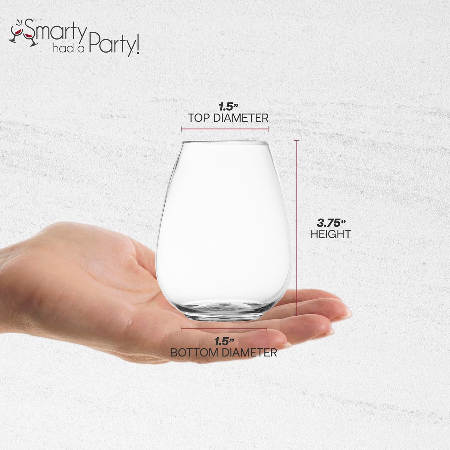 Smarty Had A Party 4 oz Plastic Stemless Wine Glasses (64 Pieces) Disposable Goblets & Plastic Water Goblets for Wedding Bulk Wine Glasses Disposable Classy for Toast, for Tastings and Parties