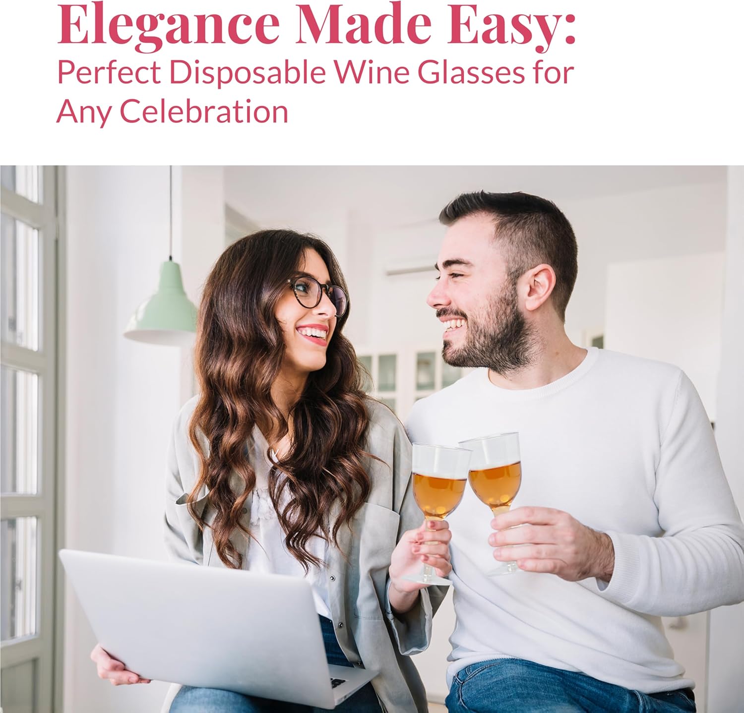 Prestee Stemmed Disposable Wine Glasses – 10 oz Clear Plastic Wine Glasses BPA-Free – Easy Assembly for Parties Weddings Picnics – Durable and Sturdy Wine Plastic Cups – 48 Pack