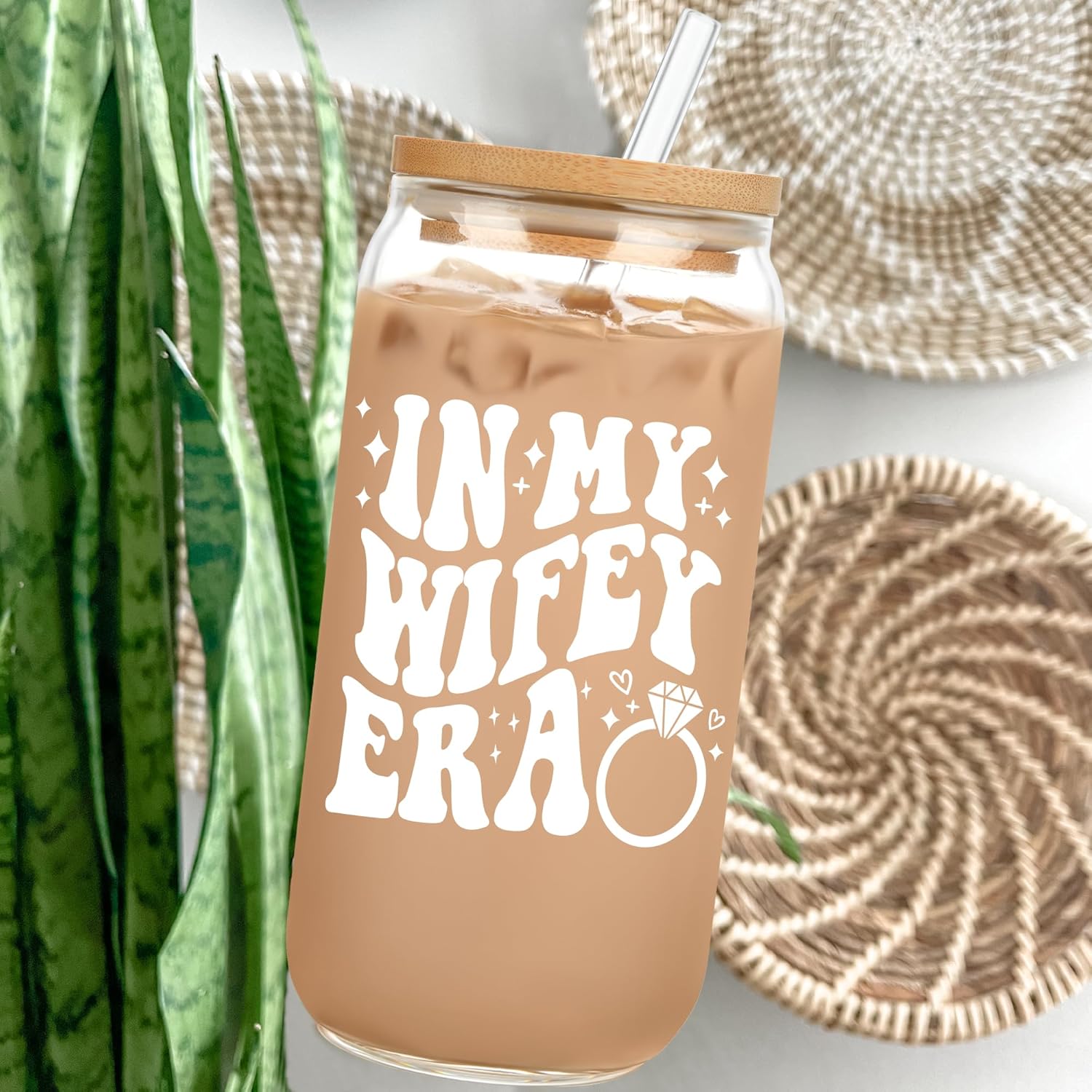 Bridal Shower Gift – Cute Cool Wedding Day Idea for Bride to Be, Future Mrs, Bachelorette – In My Wifey Era Glass Cup Tumbler