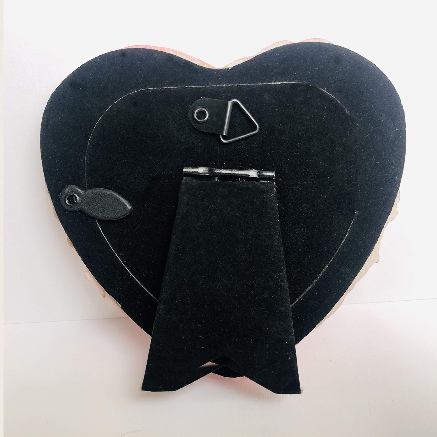 ZXT-parts 3×3 Picture Frame Heart Pink Frame. Resin Handmade Photo Frame. Glass Panel. Black Suede Cover.European Style Suitable for Wall or Desktop.