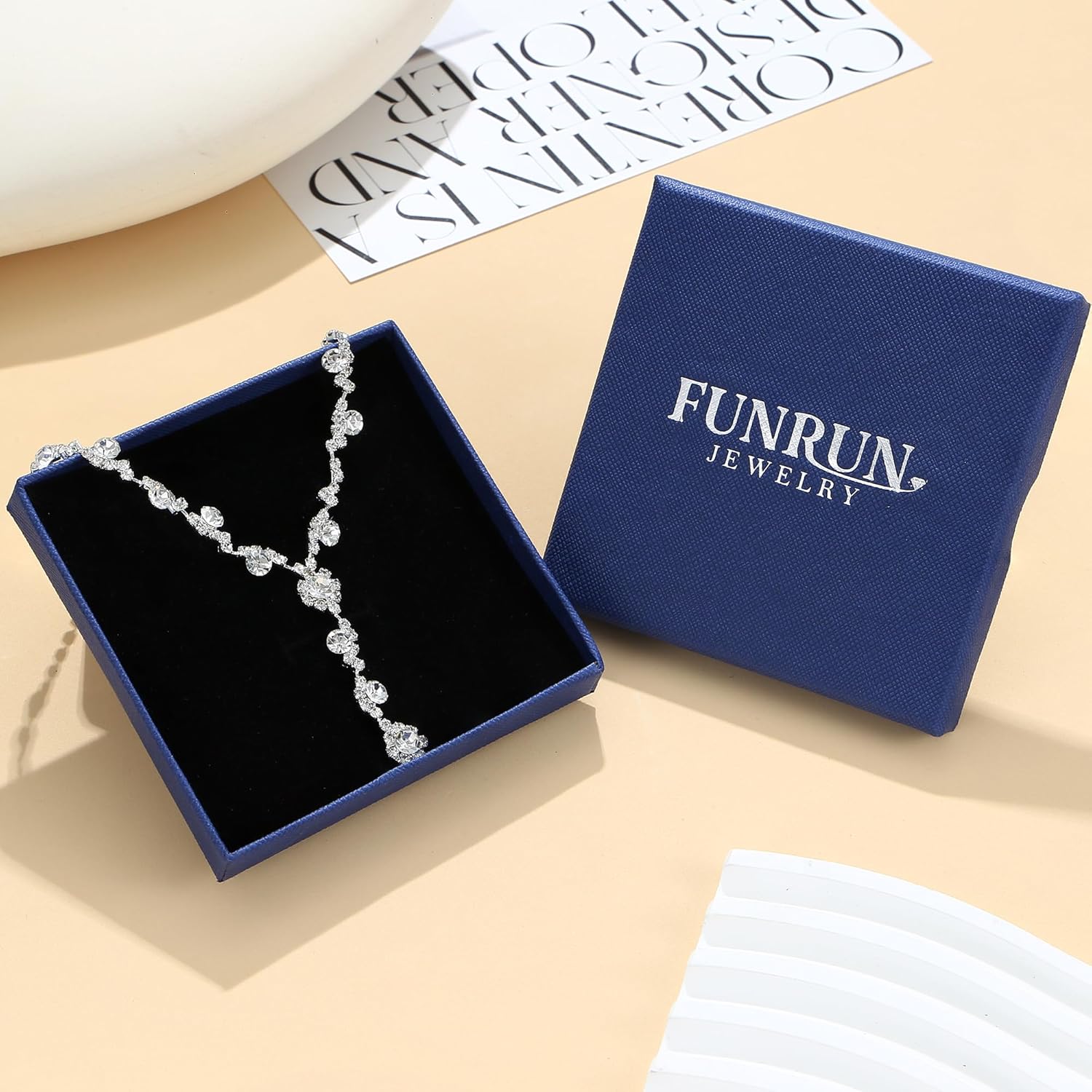 FUNRUN JEWELRY Silver Jewelry Set for Women Rhinestone Necklace and Earrings Bridal Wedding Jewelry Sets for Brides Bridesmaid Crystal Wedding Prom Jewelry