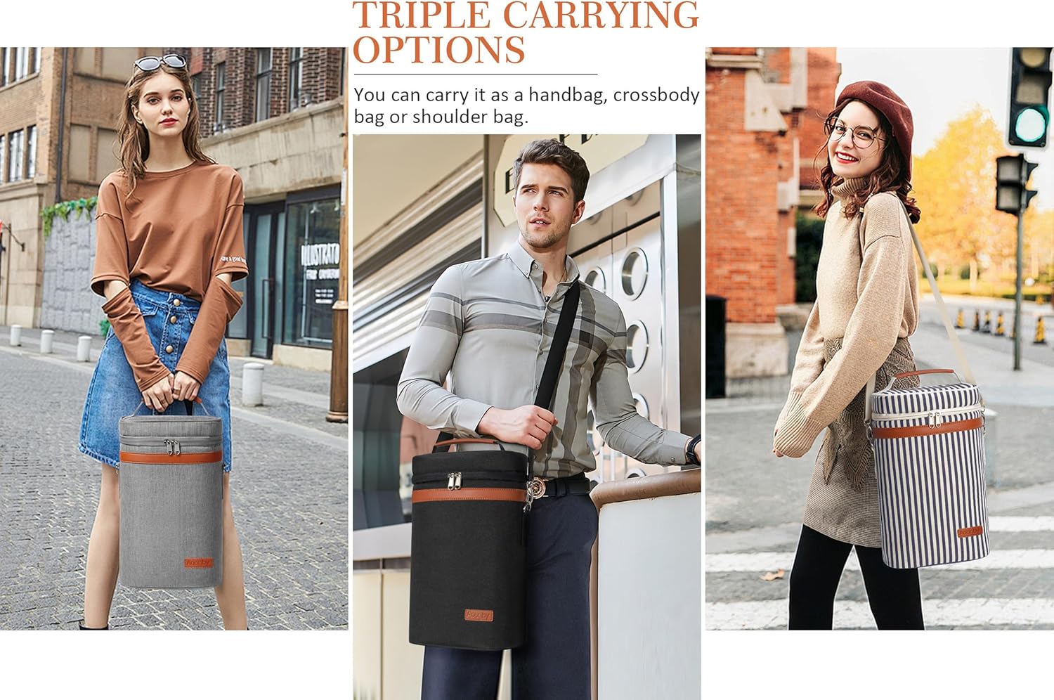 2 Bottle Wine Bag Wine Cooler Carrier Wine Gift Tote Bag, Leakproof & Insulated Bottle Bags for Travel, BYOB, Beach, Dinner, Party, Christmas Gifts for Wines Lovers Women Men – Navy Stripe