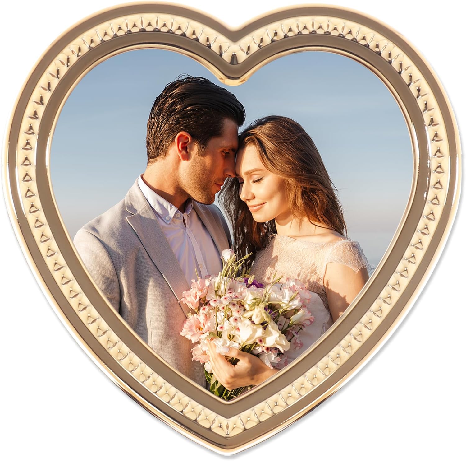 Lawrence Frames Metal Frame, Mini Pyramid, Gold, 4x4 Heart