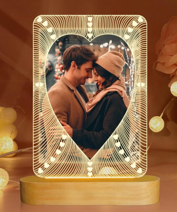 Attivolife Picture Frame for Him Her, Heart Photo Frame with LED Night Light, Bedroom Living Room Decor, Romantic Present for Couple Lover Girlfriend Boyfriend Anniversary Birthday Gift